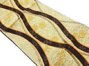 リサイクル　立涌に笹・花模様織出し袋帯